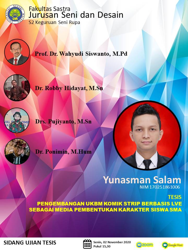 Ujian Tesis S2 Keguruan Seni Rupa a.n. Yunasman Salam