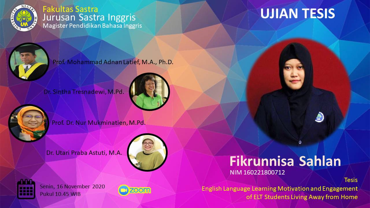 Ujian Tesis S2 Pendidikan Bahasa Inggris a.n. Fikrunnisa Sahlan