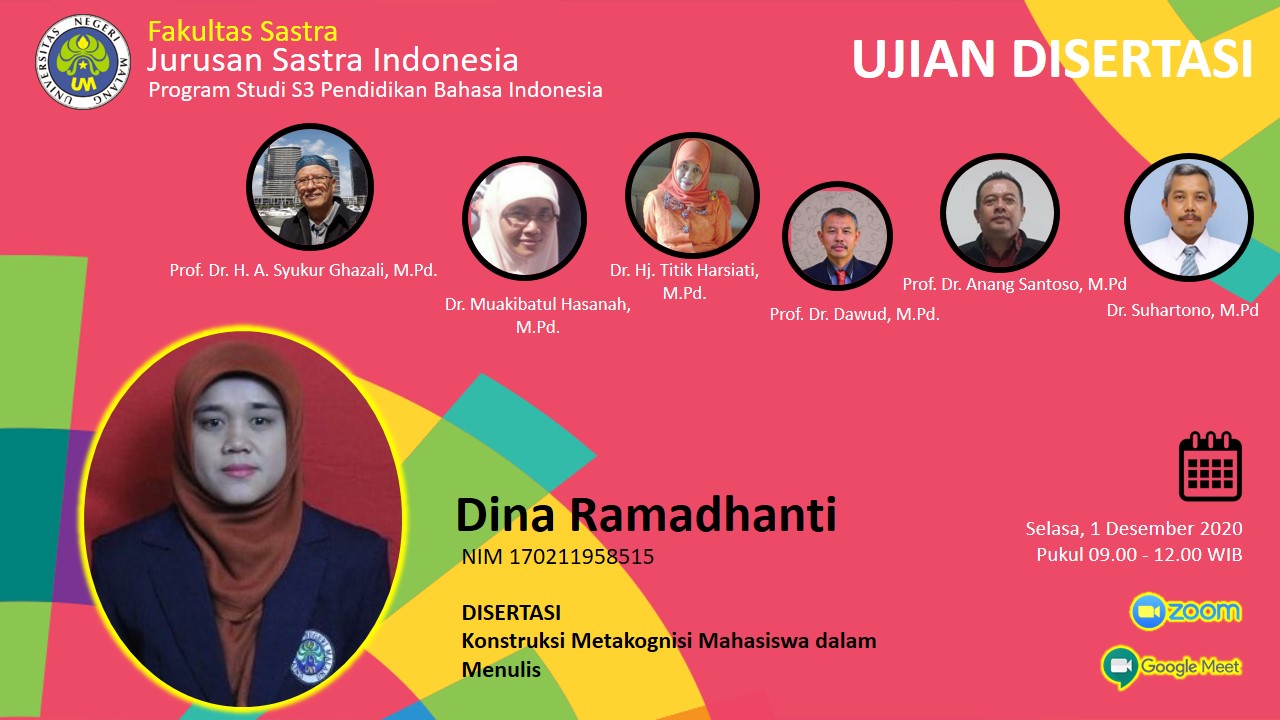Ujian Disertasi S3 Pendidikan Bahasa Indonesia a.n. Dina Ramadhanti