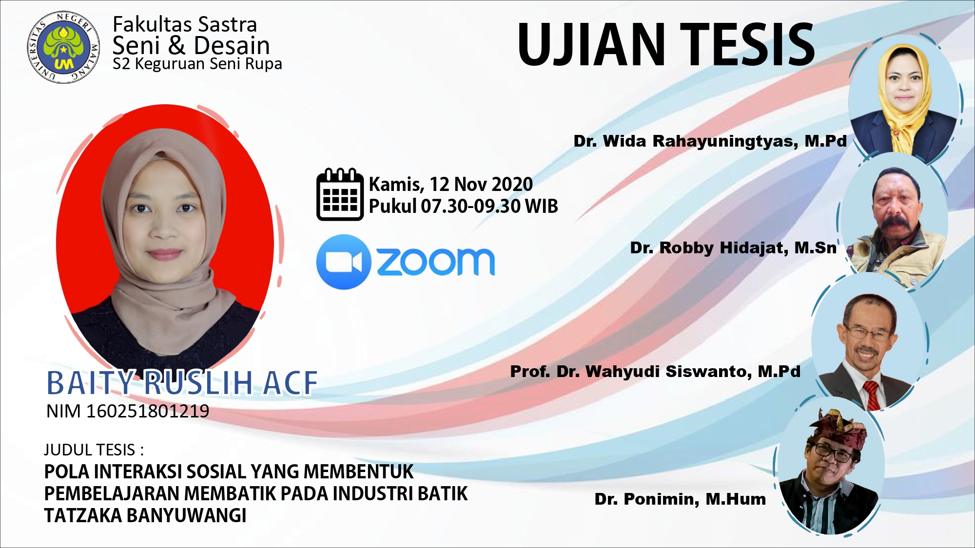 Ujian Tesis S2 Keguruan Seni Rupa a.n. Baity Ruslih ACF