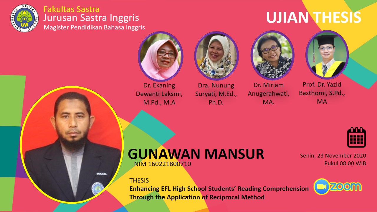 Ujian Tesis S2 Pendidikn Bahasa Inggris a.n. Gunawan Mansur