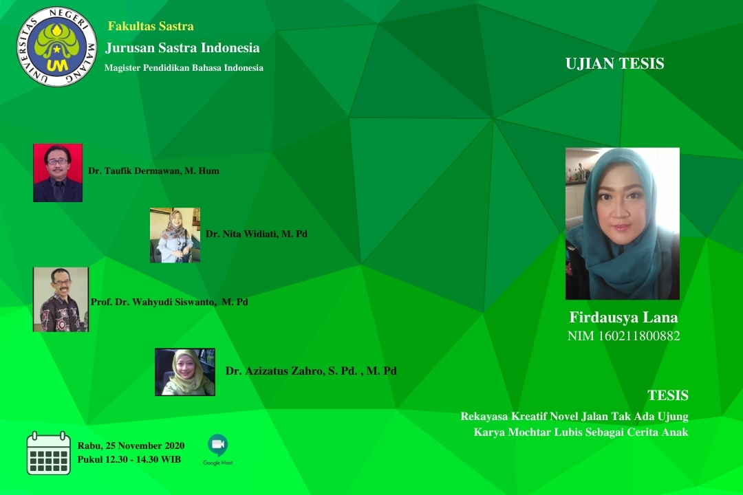 Ujian Tesis S2 Pendidikan Bahasa Indonesia a.n. Firdausya Lana