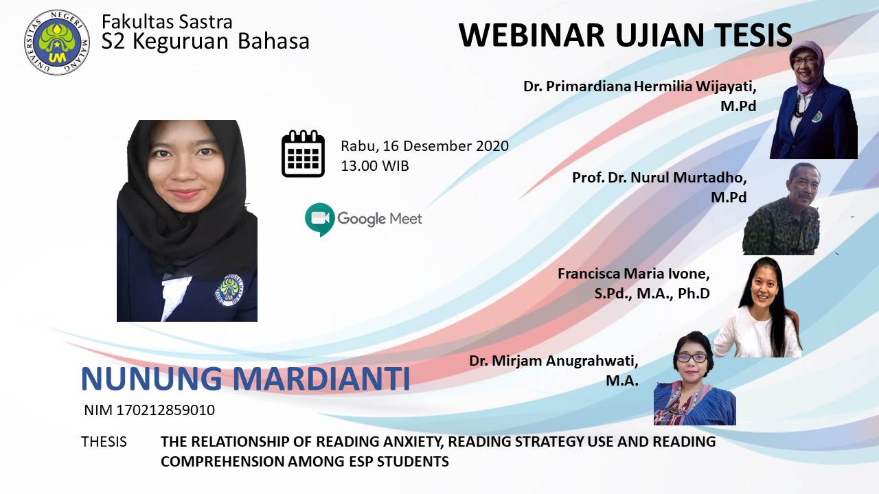 Ujian Tesis S2 Keguruan Bahasa a.n. Nunung Mardianti