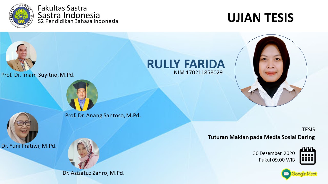 Ujian Tesis S2 Pendidikan Bahasa Indonesia a.n. Rully Farida