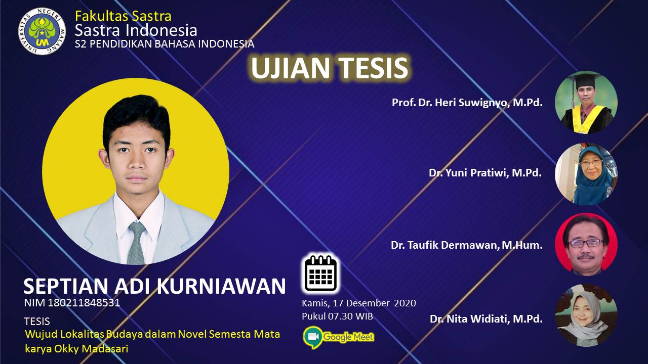 Ujian Tesis S2 Pendidikan Bahasa Indonesia a.n. Septian Adi Kurniawan