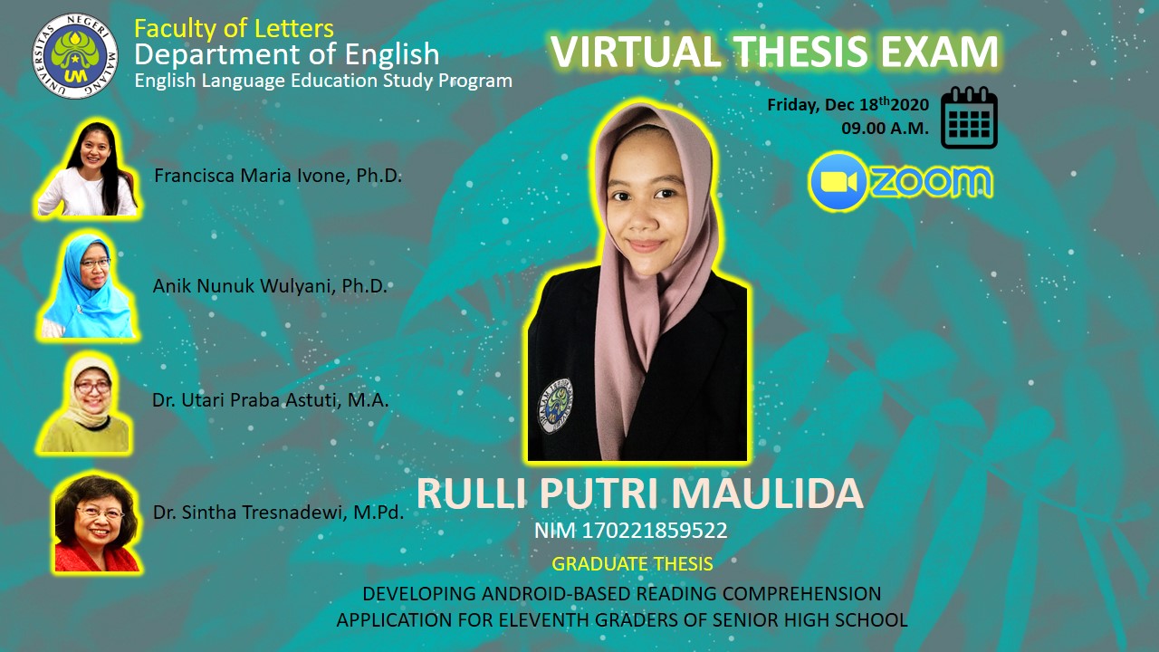 Ujian Tesis S2 Pendidikan Bahasa Inggris a.n. Rulli Putri Maulida