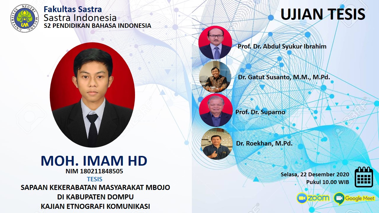 Ujian Tesis S2 Pendidikan Bahasa Indonesia a.n. Moh. Imam HD