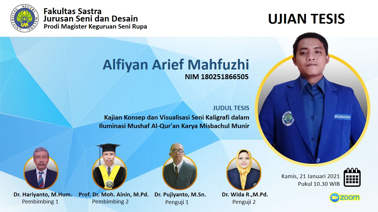 Ujian Tesis Program Studi Magister Keguruan Seni Rupa a.n. Alfiyan Arief Mahfuzhi