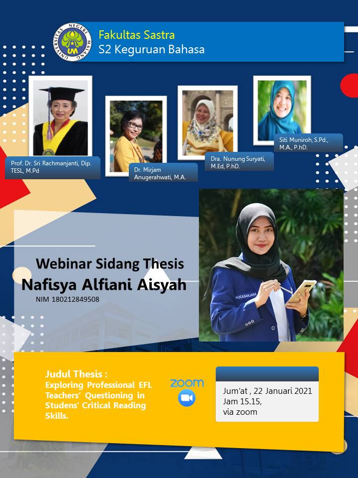 Ujian Tesis Program Studi Magister Keguruan Bahasa a.n. Nafisya Alfiani Aisyah