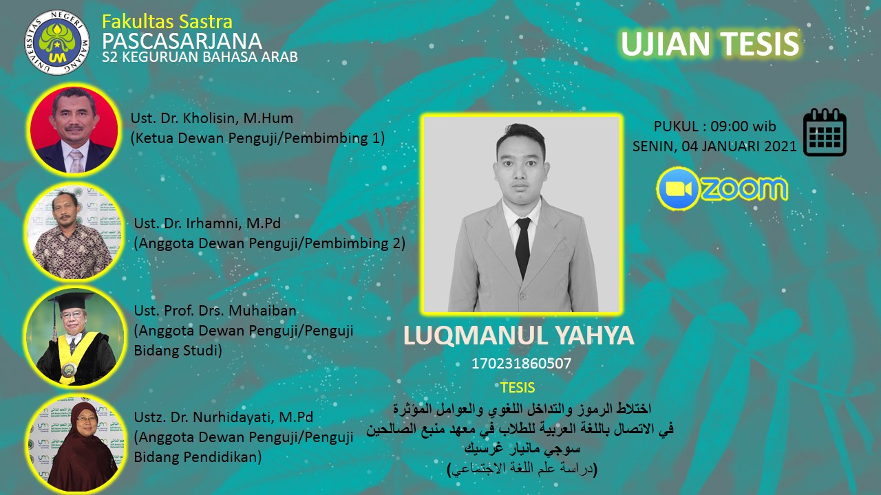 Ujian Tesis Magister Keguruan Bahasa Arab a.n. Luqmanul Yahya