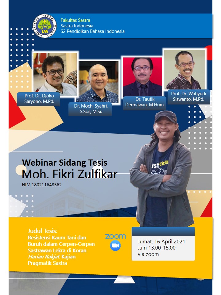 Ujian Tesis Program Magister Program Studi Pendidikan Bahasa Indonesia a.n. Moh. Fikri Zulfikar