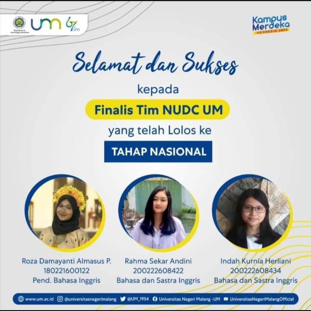 Selamat dan sukses Finalis Tim NUDC UM yang lolos ke tahap Nasional