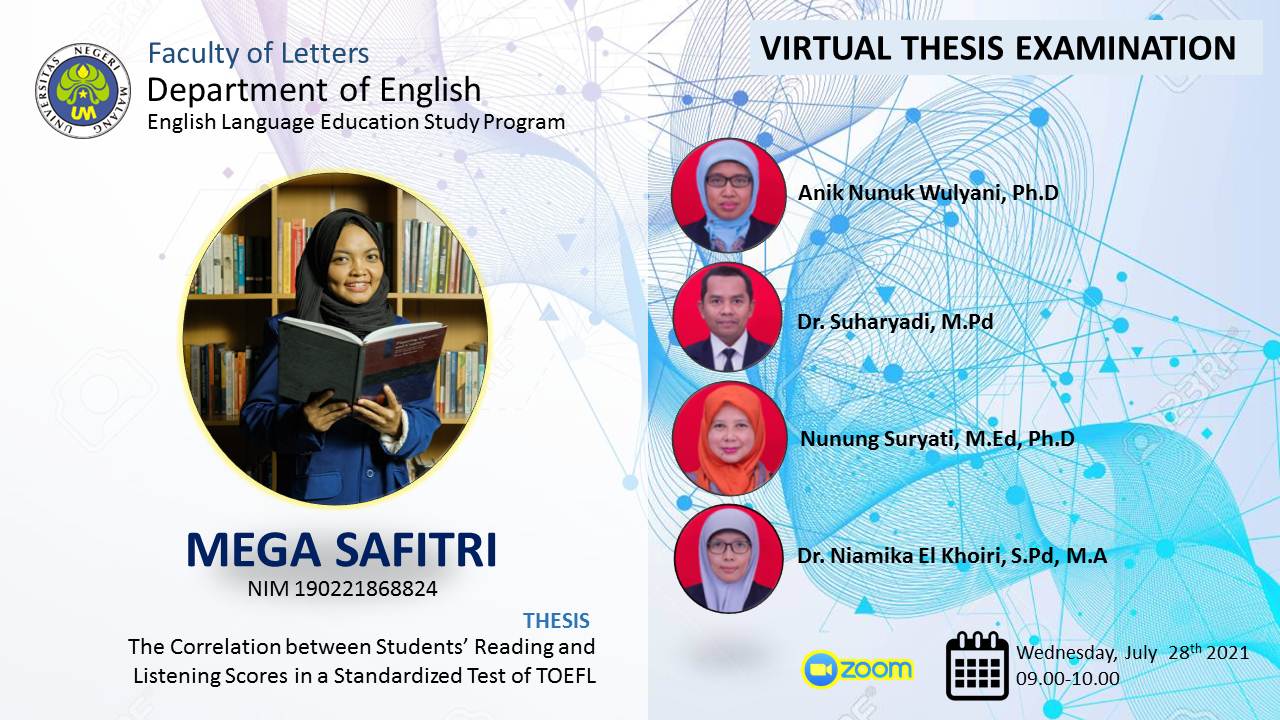 Ujian Tesis Program Magister Program Studi Pendidikan Bahasa Inggris a.n. Mega Safitri