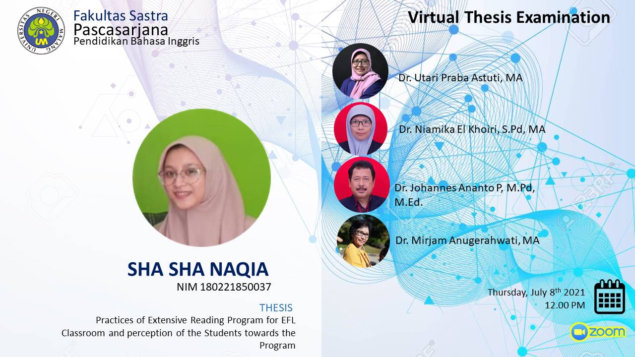 Ujian Tesis Program Magister Program Studi Pendidikan Bahasa Inggris a.n. Sha Sha Naqia