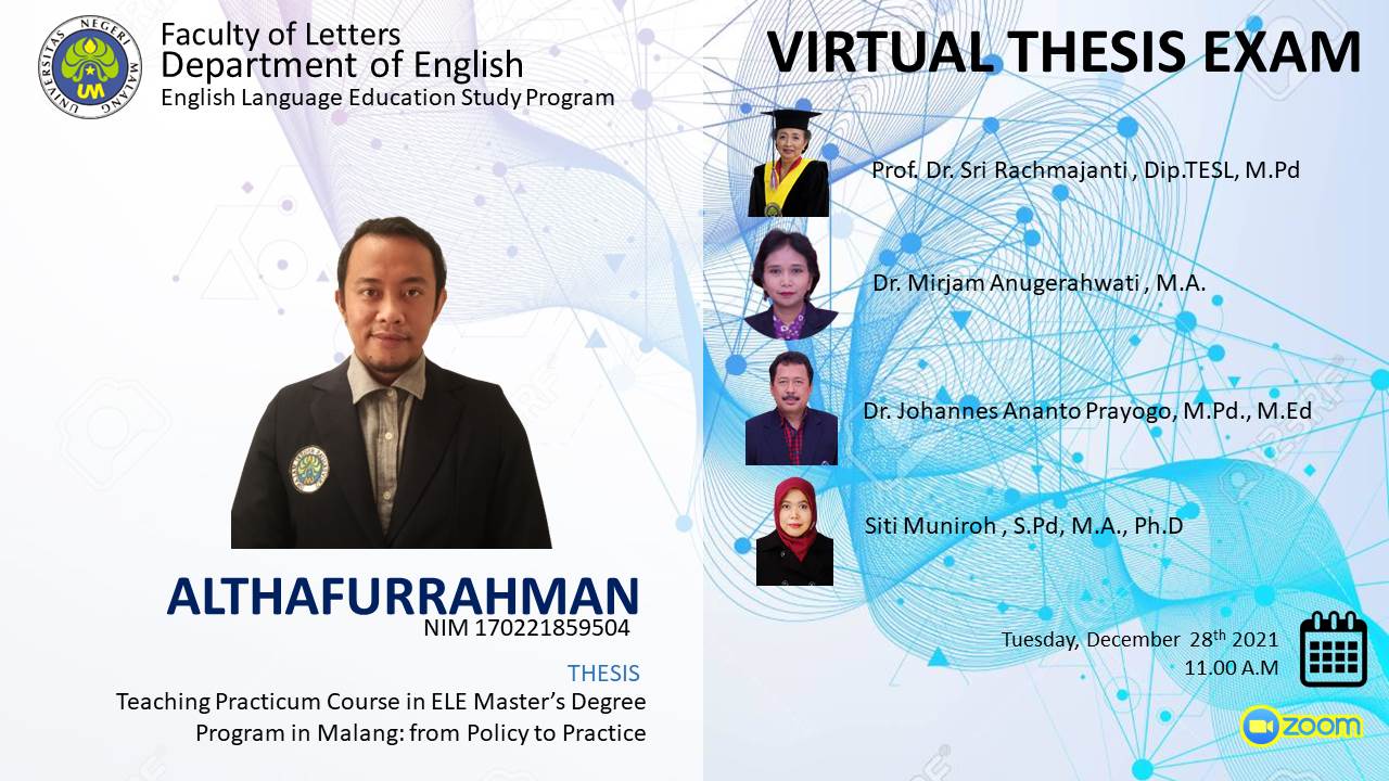 Ujian Tesis Program Magister Program Studi Pendidikan Bahasa Inggris a.n. Althafurrahman