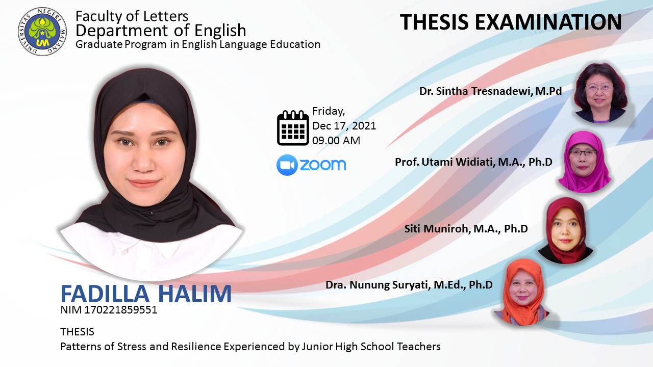 Ujian Tesis Program Magister Program Studi Pendidikan Bahasa Inggris a.n. Fadilla Halim
