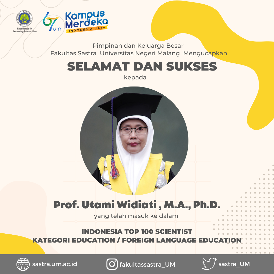 Ucapan Selamat : Pro. Utami Widiati, M.A., Ph.D