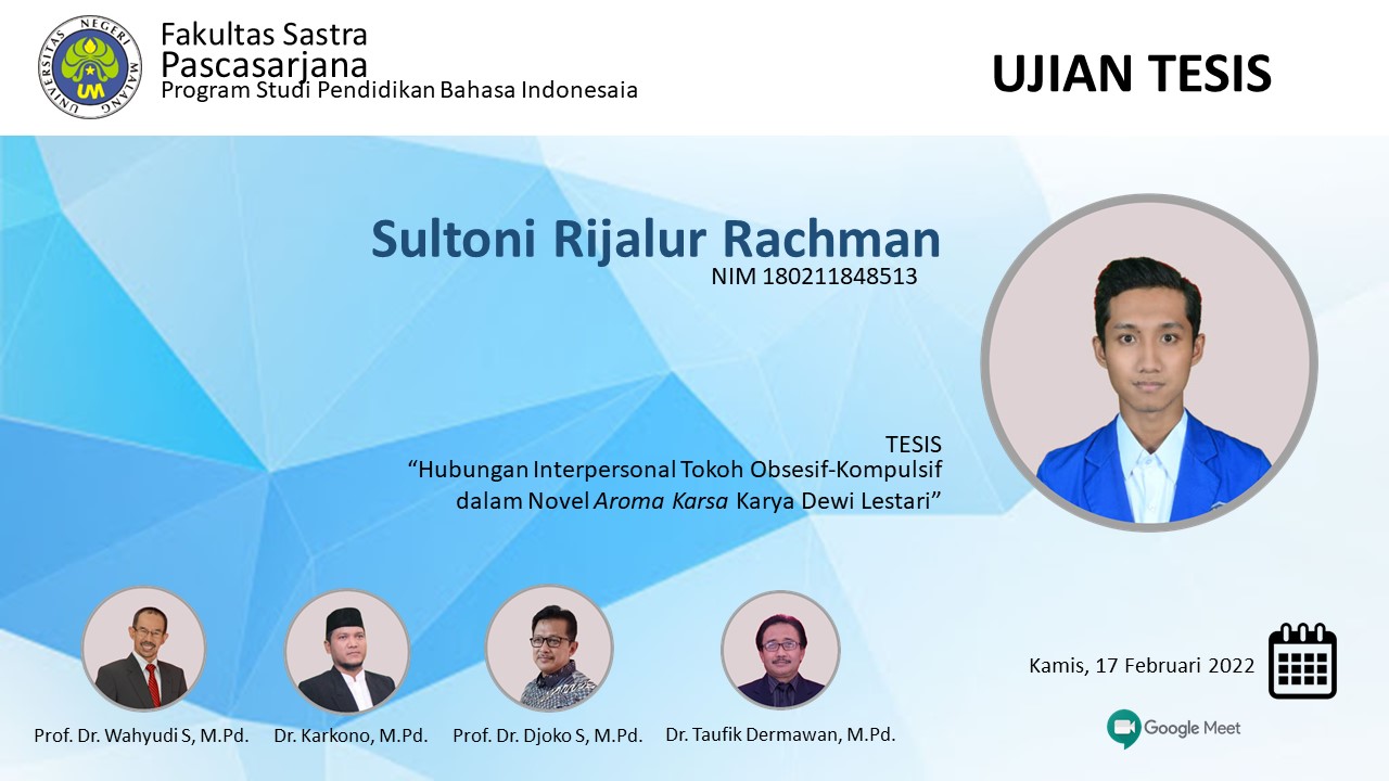 Ujian Tesis Program Magister Pendidikan Bahasa Indonesia a.n. Sultoni Rijarul Rachman
