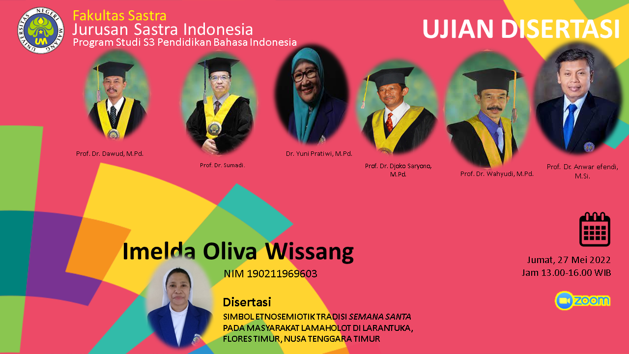 Ujian Disertasi Program Doktor Pendidikan Bahasa Indonesia a.n. Imelda Oliva Wissang