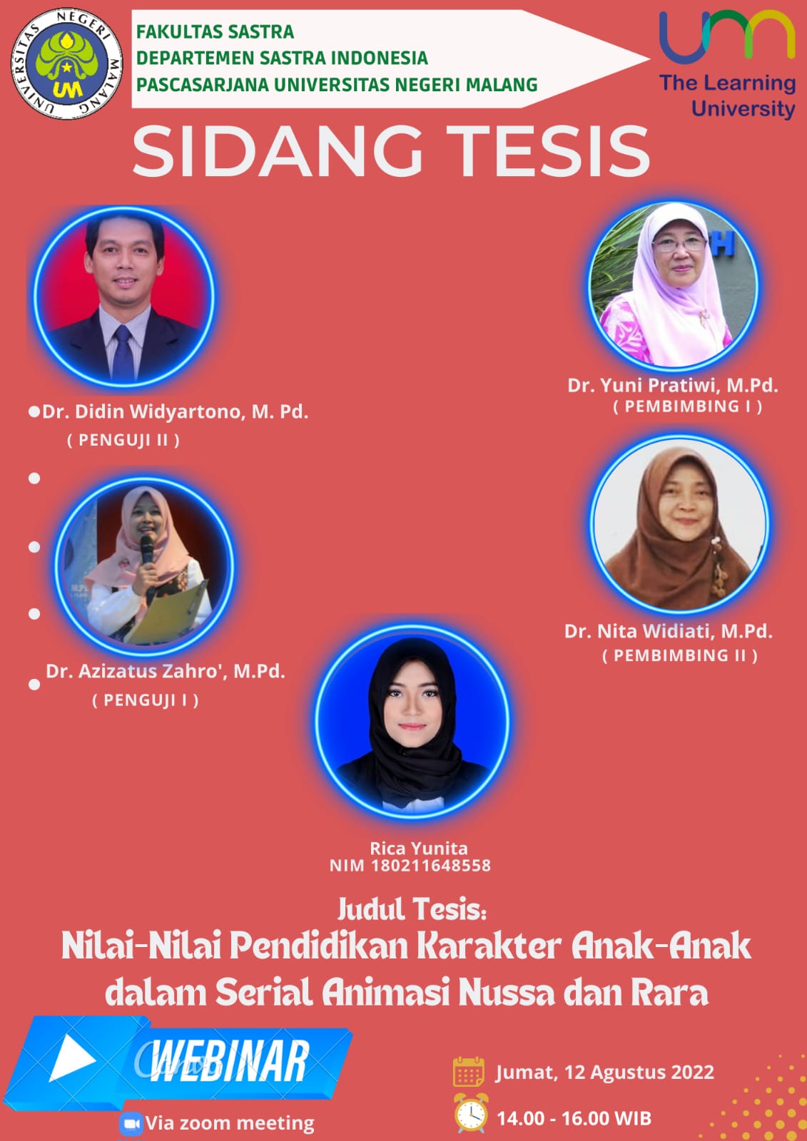 Ujian Tesis Program Magister Pendidikan Bahasa Indonesia a.n. Rica Yunita