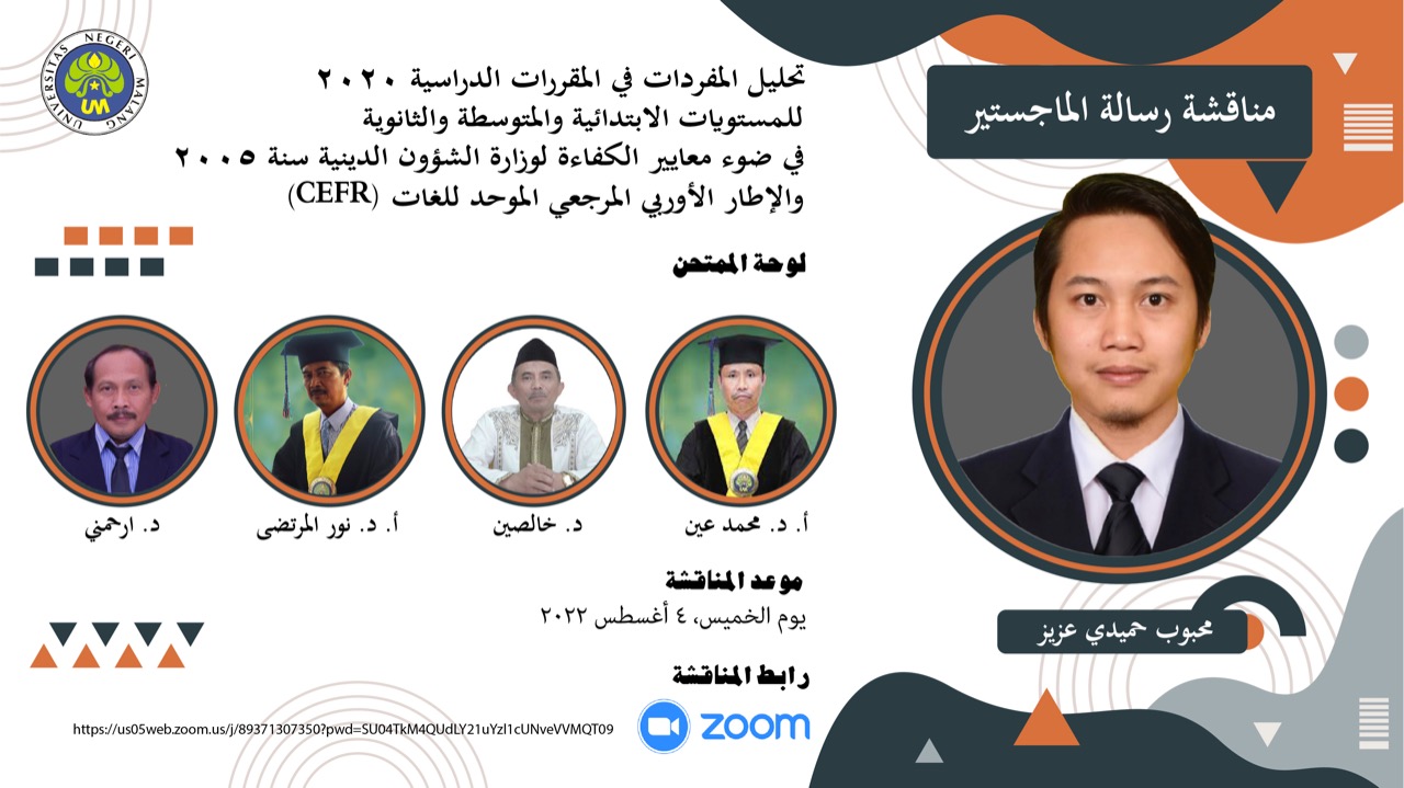 Ujian Tesis Program Magister Keguruan Bahasa Arab a.n. Mahbub Humaidi Aziz