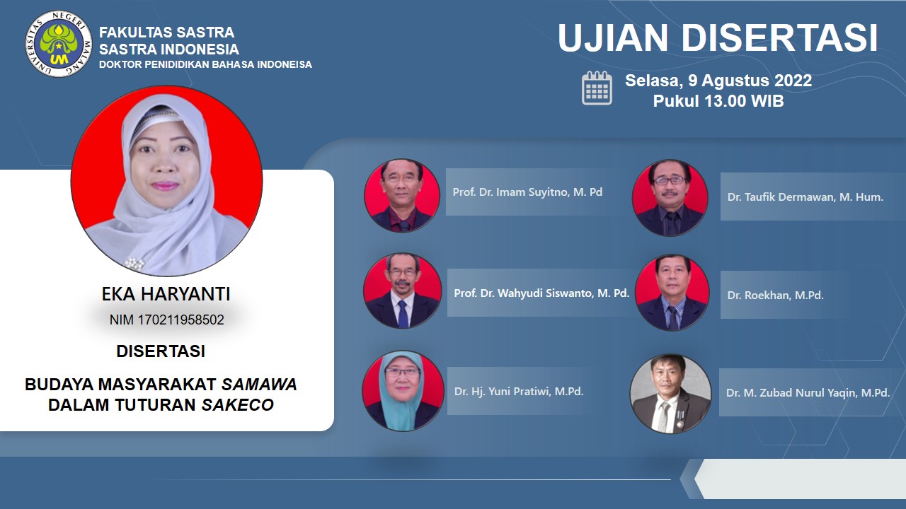 Ujian Disertasi Program Doktor Pendidikan Bahasa Indonesia a.n. Eka Haryanti