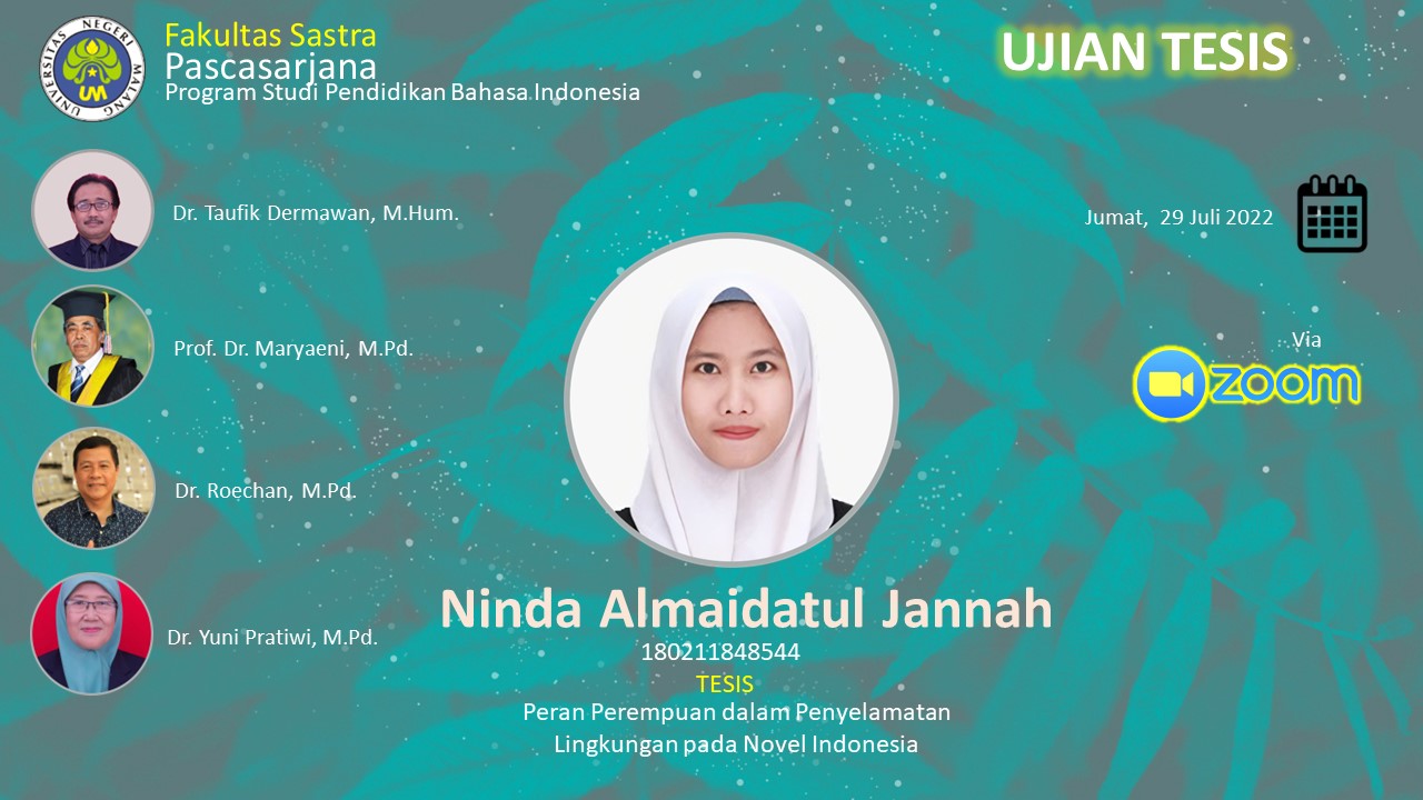 Ujian Tesis Program Magister Pendidikan Bahasa Indonesia a.n. Ninda Almaidatul Jannah