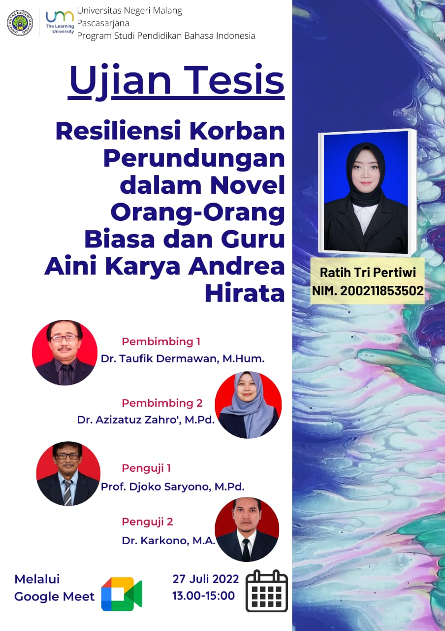 Ujian Tesis Program Magister Pendidikan Bahasa Indonesia a.n. Ratih Tri Pertiwi