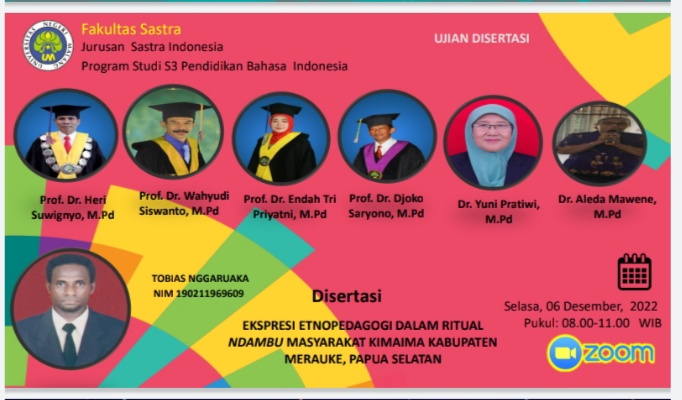 Ujian Disertasi Program Doktor Pendidikan Bahasa Indonesia a.n. Tobias Nggaruaka