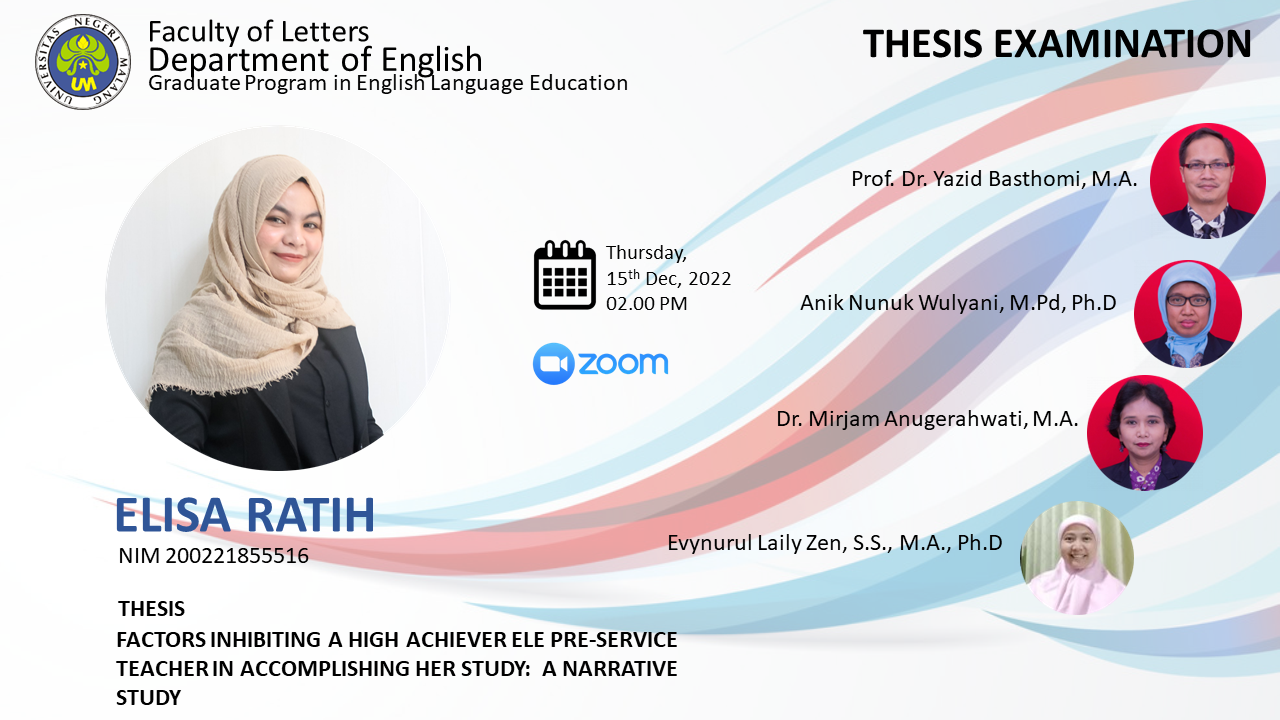 Ujian Tesis Program Magister Pendidikan Bahasa Inggris a.n. Elisa Ratih