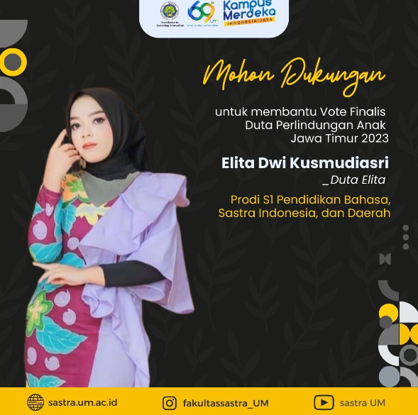 Support Elita Dwi Kusmudiasri as She Competes for the Title of East Java’s Child Protection Ambassador 2023