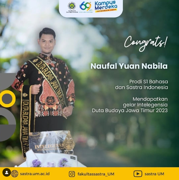Congratulations to Naufal Yuan Nabila: The 2023 East Java Cultural Ambassador